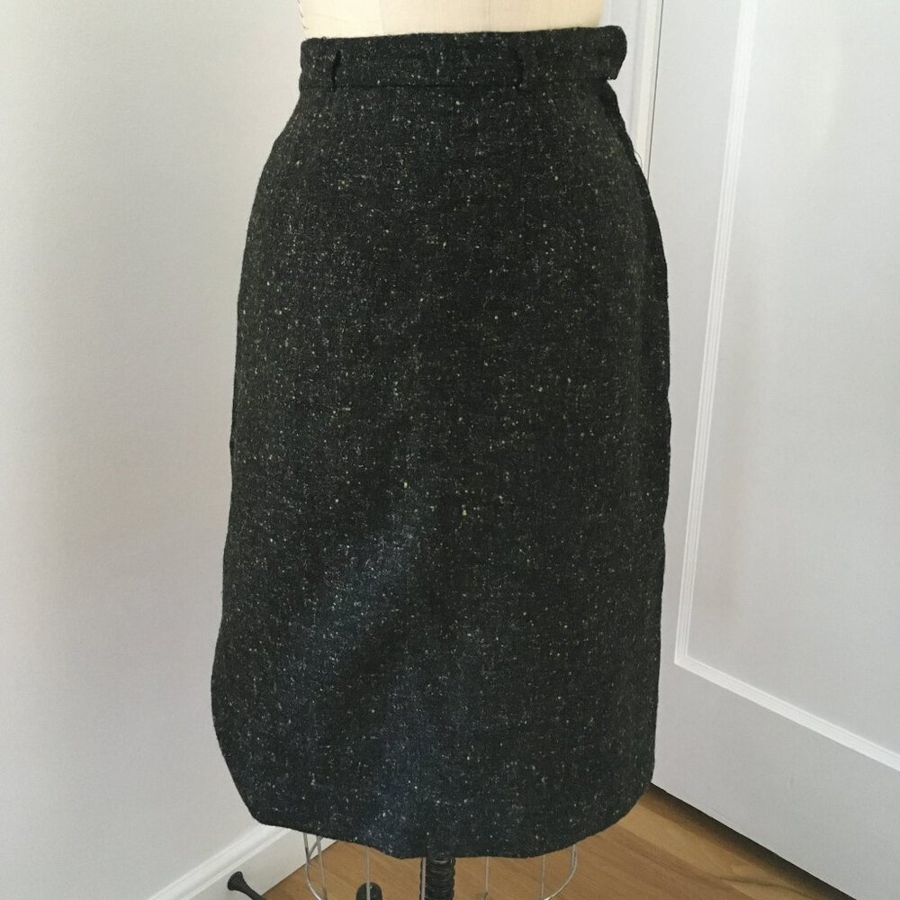 Vintage Ungar 1960s black multi color tweed wool pencil skirt size XS/S